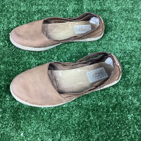 UGG Tippie Tan Nubuck Leather Slip on Ballet Flats 6.5 - Picture 4 of 10